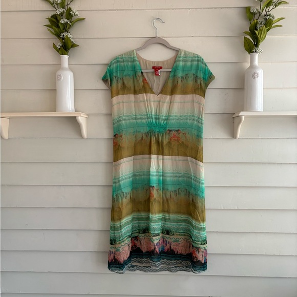 Sundance Dresses & Skirts - Sundance Silk Cap Sleeve Multicolor Dress Size 10